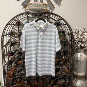 Under Armour Men's Polo Shirt - Light Gray Stripes